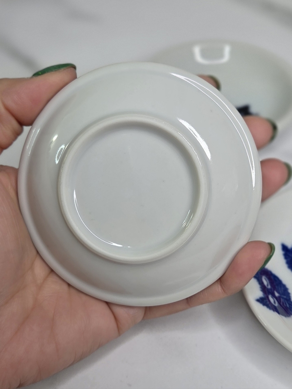 Ceramic Cat Motif Sauce Dishes - White & Blue - 3 Piece Lot 3.75"- 4" - Picture 14 of 15